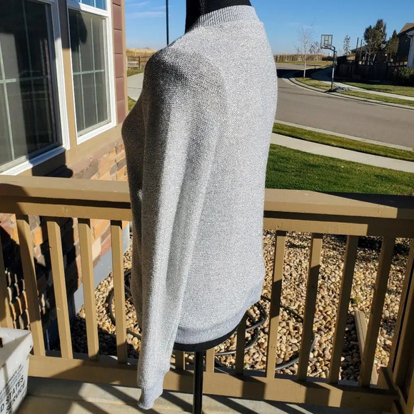 Juicy Couture Cardigan Bomber Women's Small Silver Mesh Full Zip Sweater Jacket - Picture 11 of 15